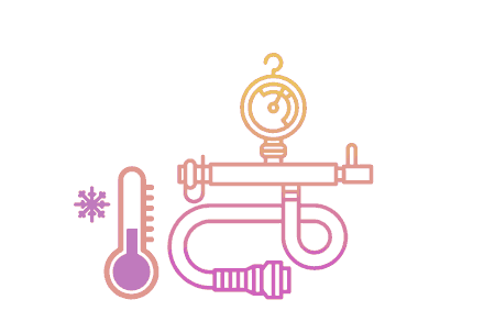 Temperature gauge and thermometer illustration with snowflake icon.