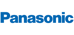 Panasonic logo in blue font on a transparent background.