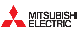 Mitsubishi Electric logo with red emblem and black text on a white background.