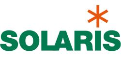 Solaris logo with green text and an orange asterisk symbol.