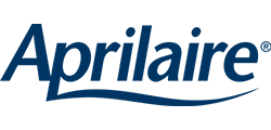 Aprilaire logo in dark blue lettering.